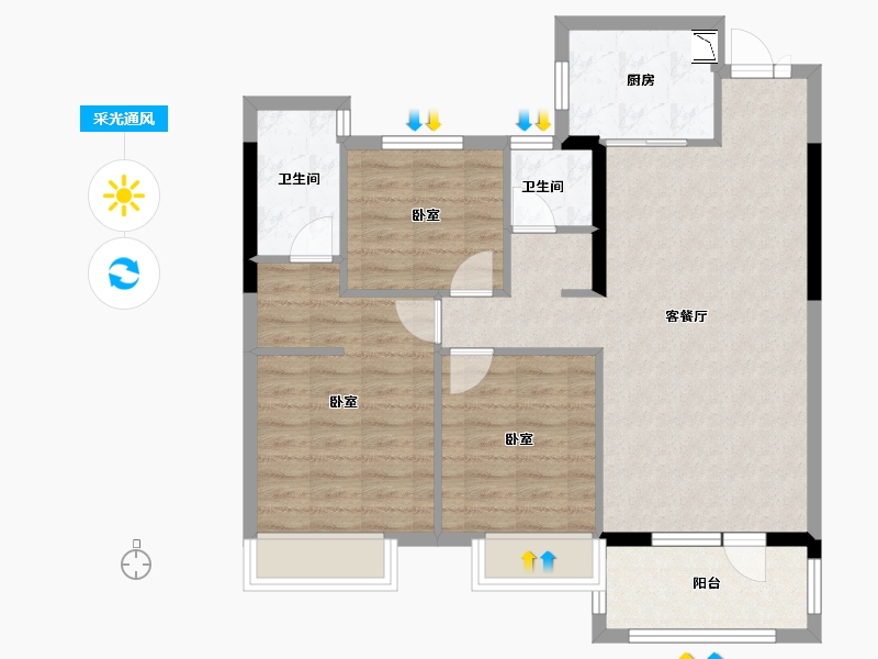 湖北省-咸宁市-咸宁哈佛城-85.23-户型库-采光通风