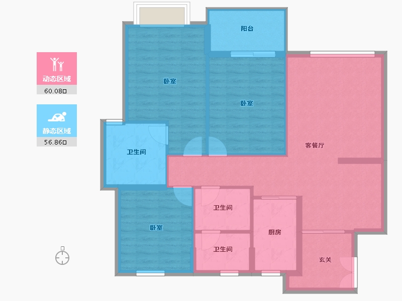 湖北省-黄冈市-卓达天下-106.13-户型库-动静分区