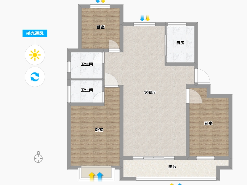 山东省-德州市-大业·锦绣景园-105.47-户型库-采光通风