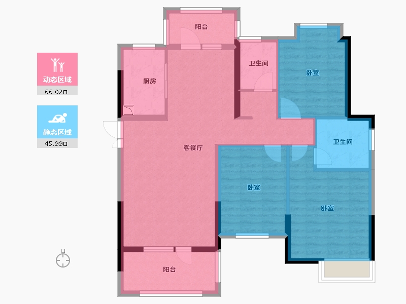 湖北省-咸宁市-咸宁哈佛城-100.27-户型库-动静分区