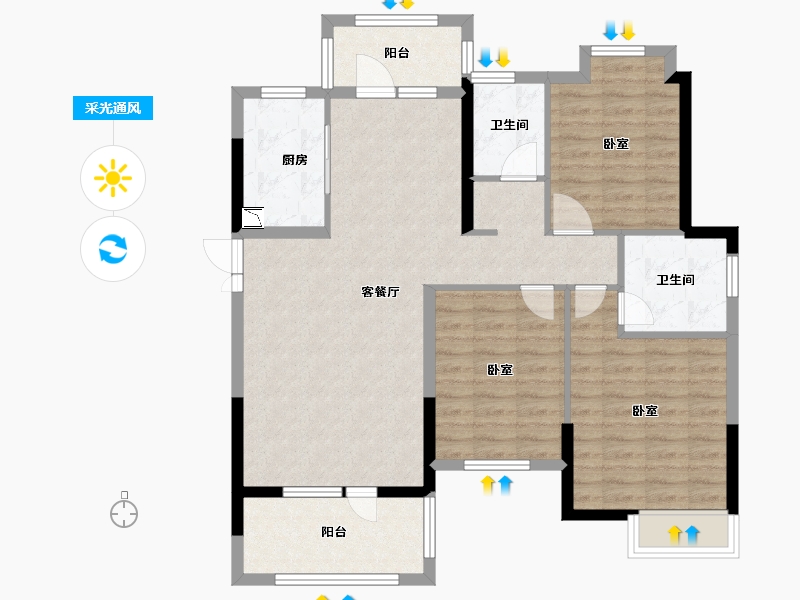 湖北省-咸宁市-咸宁哈佛城-100.27-户型库-采光通风