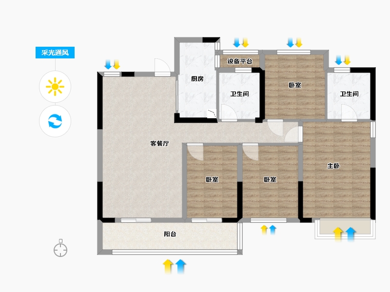 浙江省-宁波市-尚品·东越府-114.00-户型库-采光通风