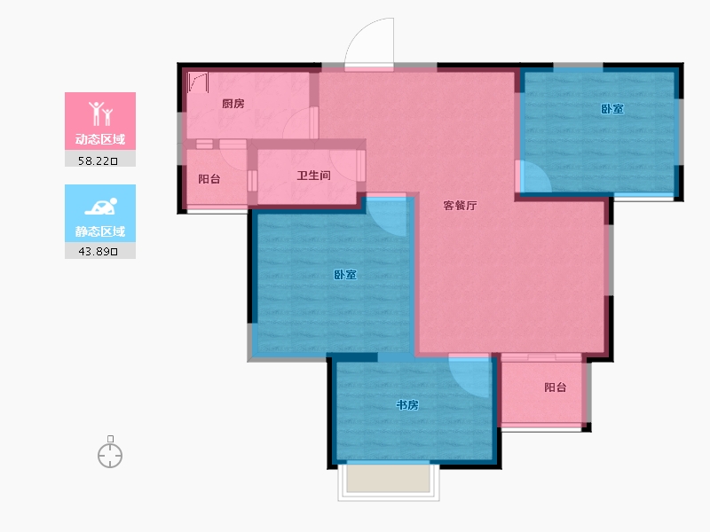 河南省-郑州市-润城时光里-90.77-户型库-动静分区