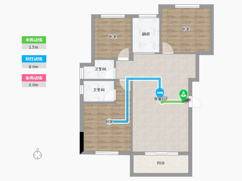 湖北省-黄冈市-城东一号-76.15-户型库-动静线