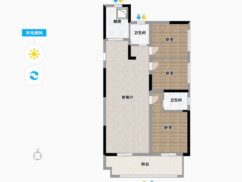 河南省-信阳市-信合江南里-107.89-户型库-采光通风