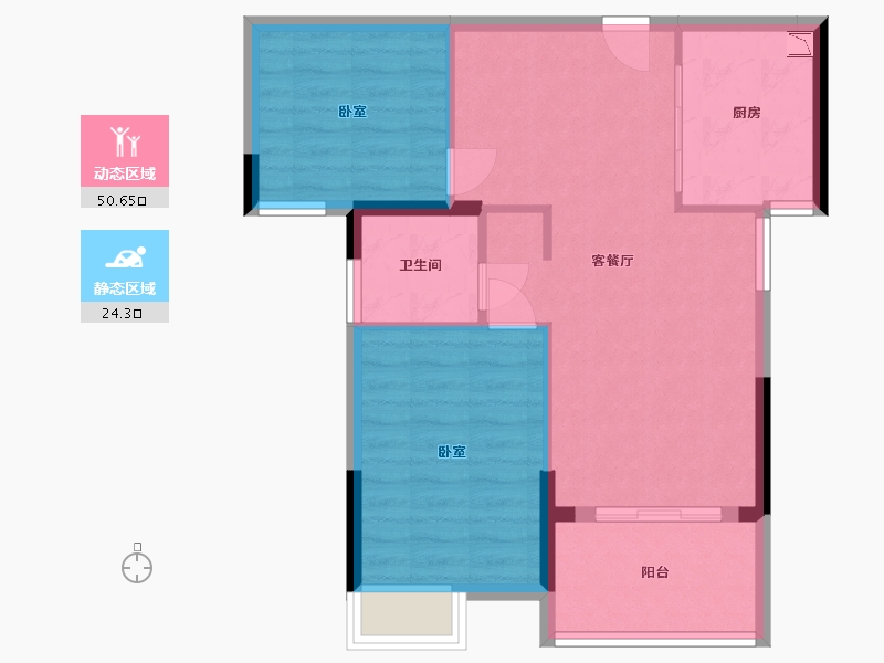 湖北省-武汉市-汉北怡景园-67.66-户型库-动静分区