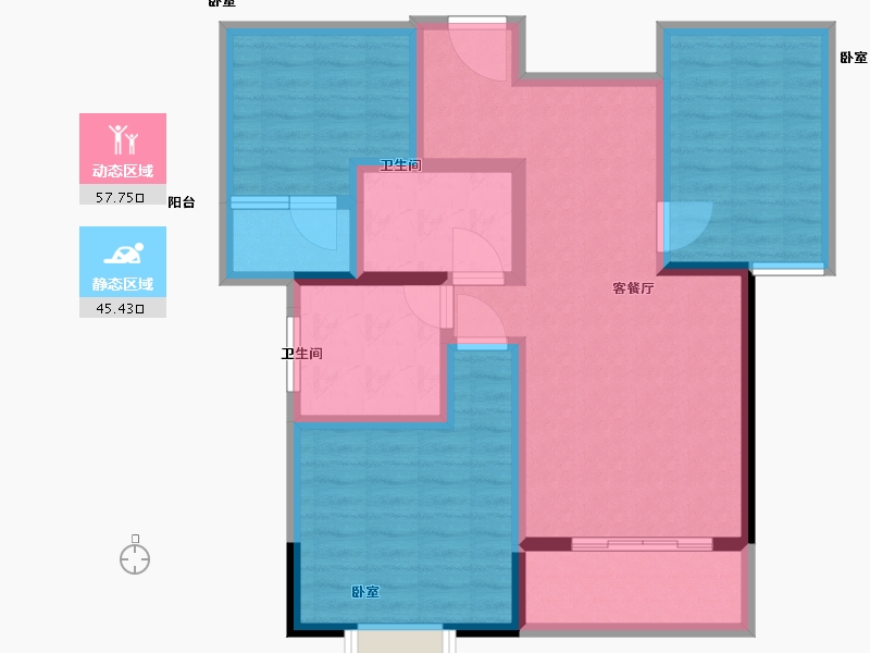 湖北省-黄石市-美京·美和花苑-91.00-户型库-动静分区