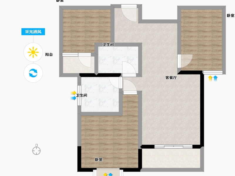 湖北省-黄石市-美京·美和花苑-91.00-户型库-采光通风