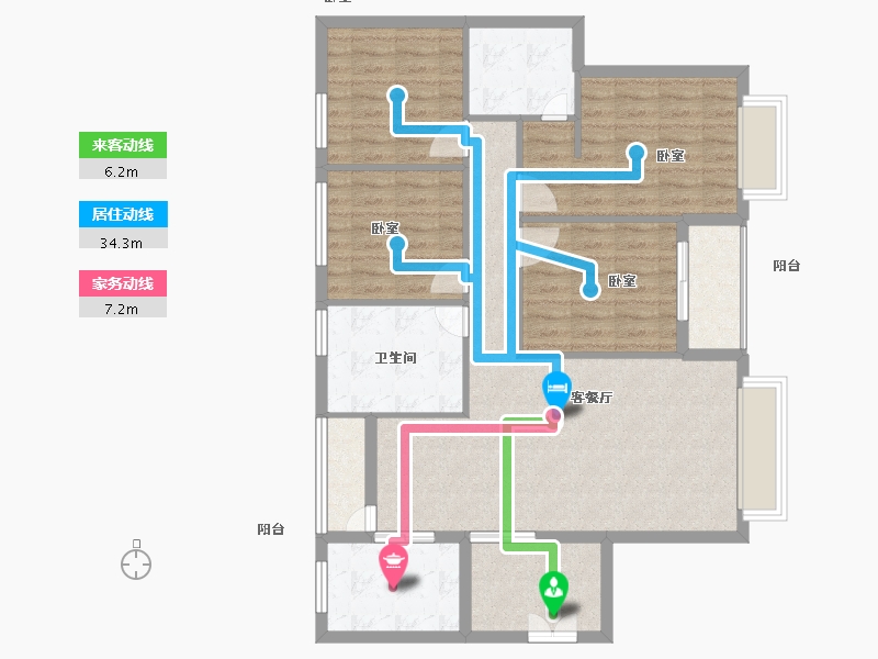 湖北省-黄冈市-卓达天下-103.70-户型库-动静线