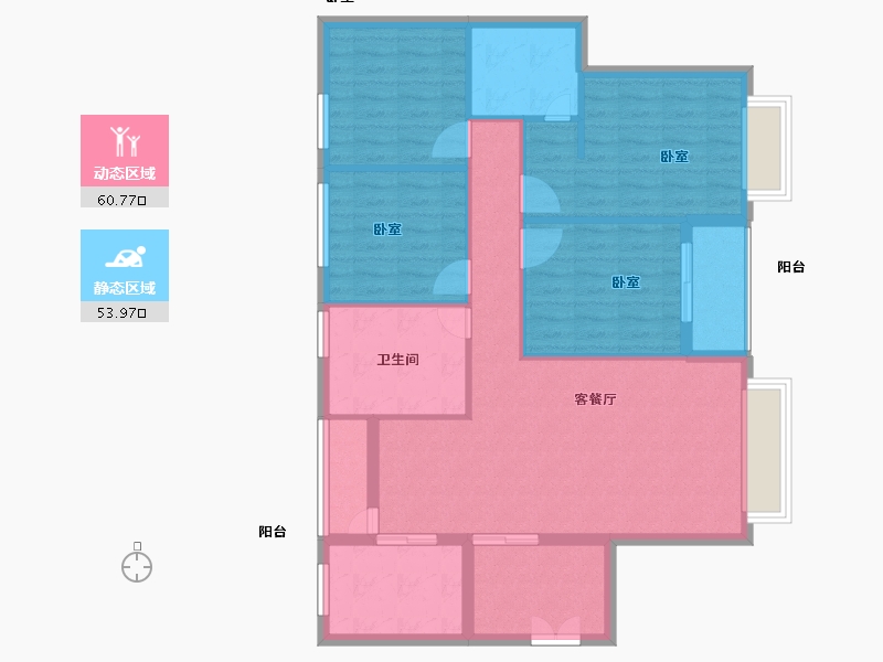 湖北省-黄冈市-卓达天下-103.70-户型库-动静分区