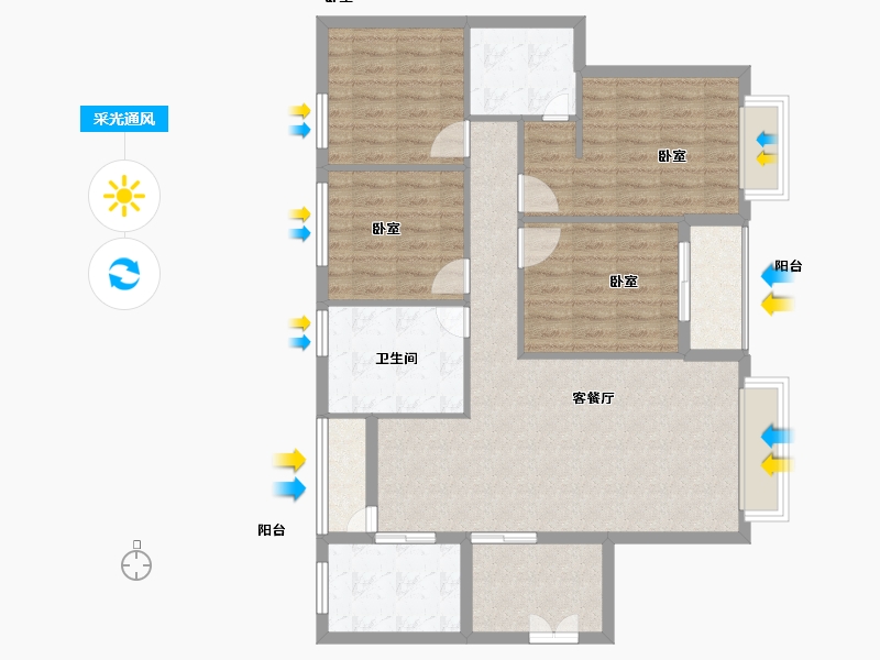 湖北省-黄冈市-卓达天下-103.70-户型库-采光通风