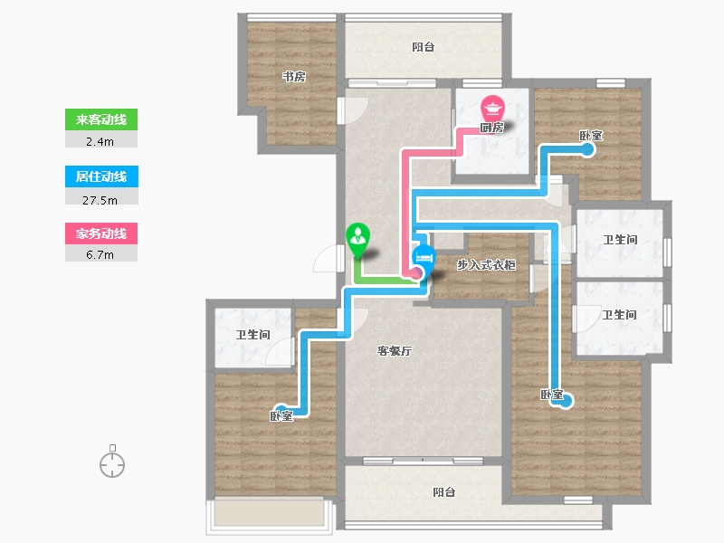 浙江省-杭州市-富春望-130.16-户型库-动静线