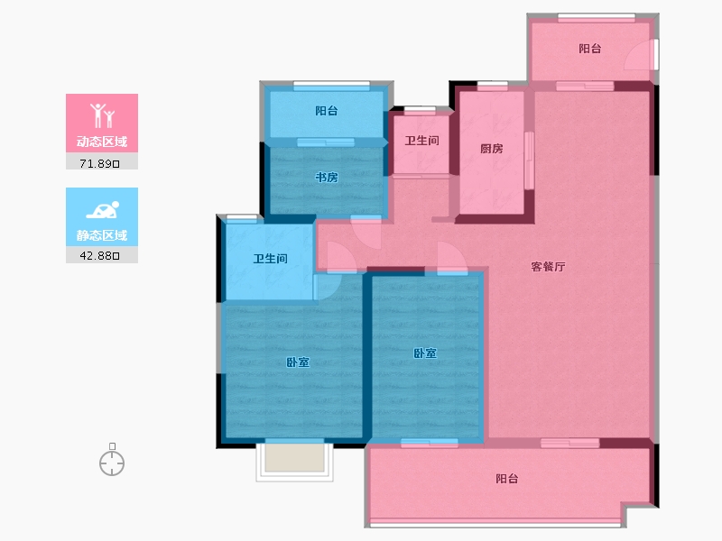 河南省-信阳市-信合江南里-101.57-户型库-动静分区