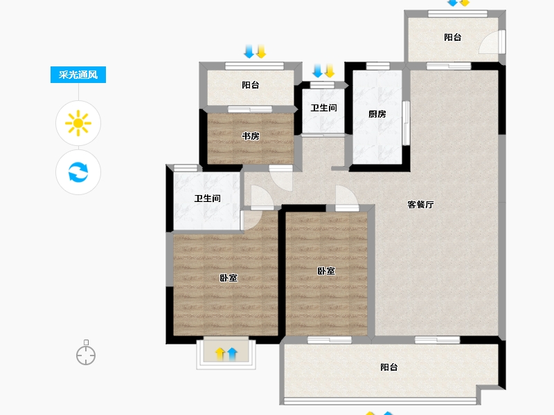 河南省-信阳市-信合江南里-101.57-户型库-采光通风