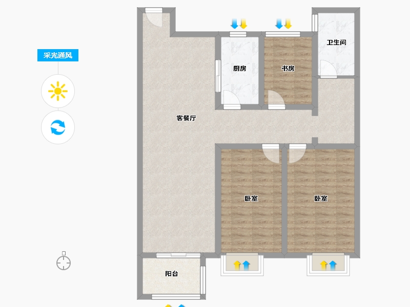 河南省-驻马店市-泰禾尚善雅居-101.10-户型库-采光通风