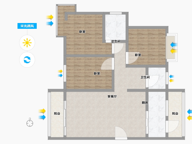 河南省-南阳市-菊城豪庭-106.00-户型库-采光通风