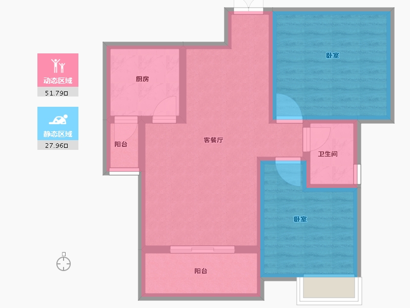 河南省-郑州市-润城时光里-70.50-户型库-动静分区