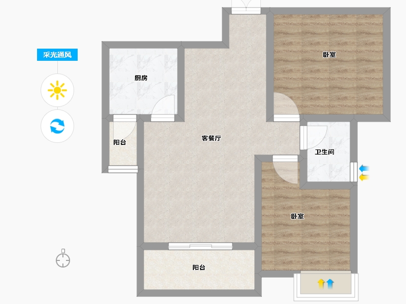 河南省-郑州市-润城时光里-70.50-户型库-采光通风