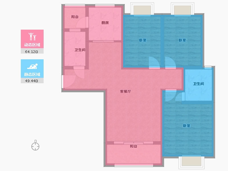 河南省-南阳市-宏江翡翠里-101.00-户型库-动静分区