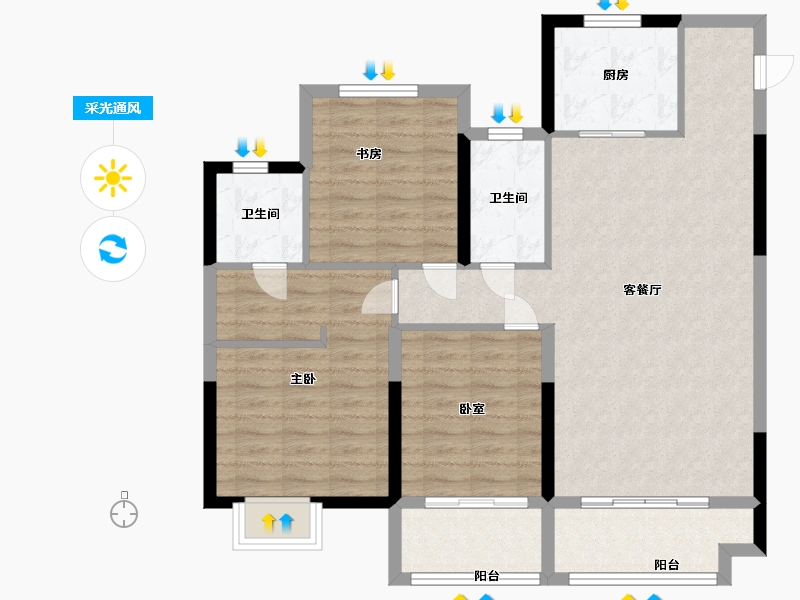 河南省-许昌市-万盛许都之心-96.00-户型库-采光通风