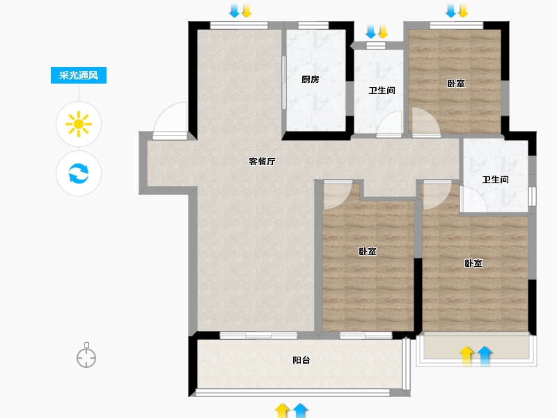 湖北省-宜昌市-融创学府壹号-100.00-户型库-采光通风