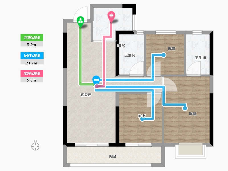 湖北省-武汉市-龙湖三千城-89.00-户型库-动静线