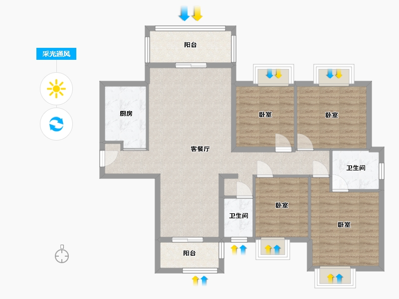 湖南省-湘潭市-吉润华府-102.05-户型库-采光通风