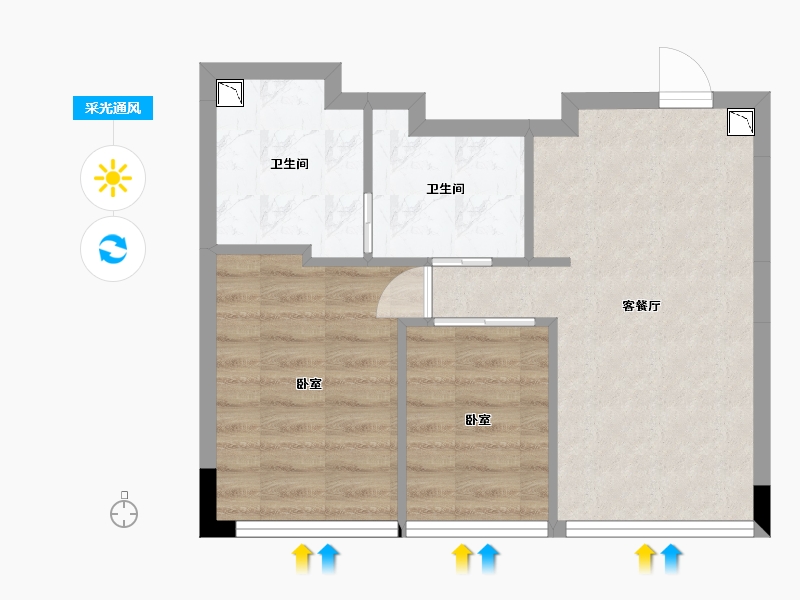 湖北省-武汉市-光谷之星公馆-46.67-户型库-采光通风