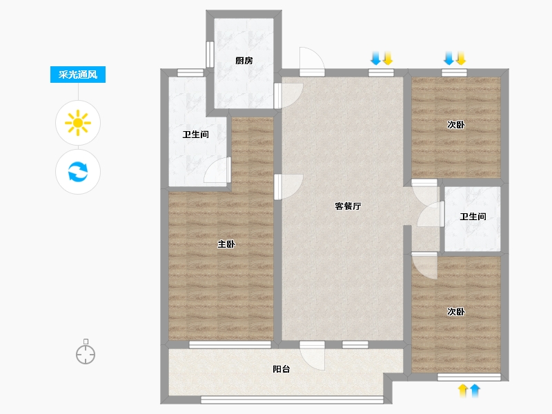 山东省-临沂市-鲁班国际-95.15-户型库-采光通风