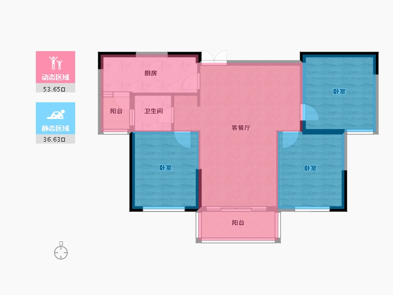 湖北省-宜昌市-康瑞·地中海阳光-81.48-户型库-动静分区