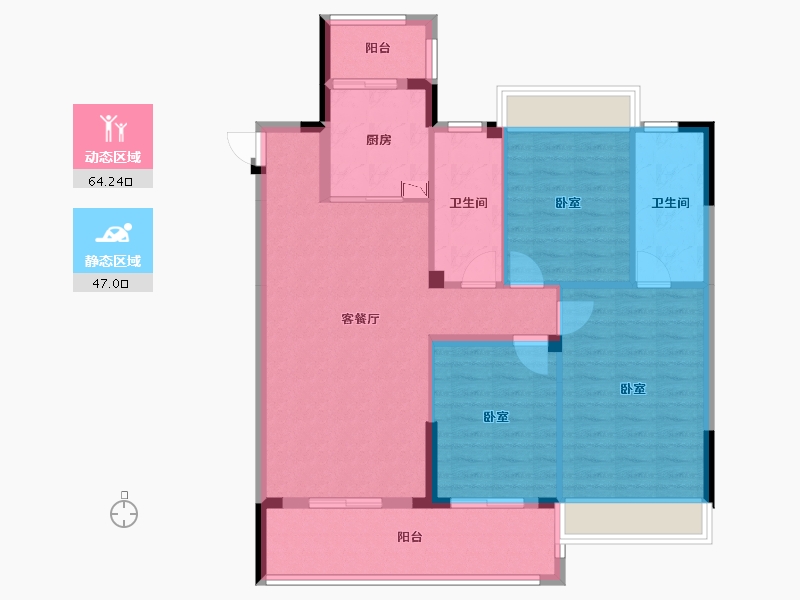 湖北省-黄冈市-泰禾富·凤凰府-100.55-户型库-动静分区