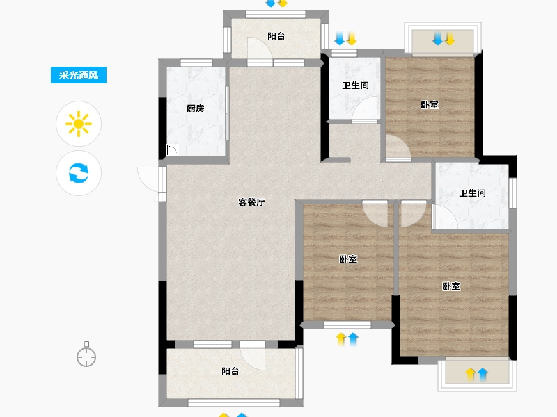 湖北省-咸宁市-咸宁哈佛城-93.19-户型库-采光通风