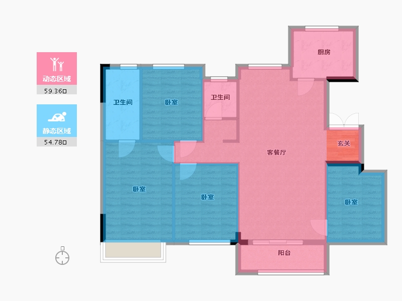 湖北省-武汉市-孔雀城航天府-103.99-户型库-动静分区