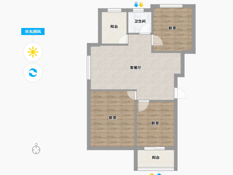 湖北省-黄冈市-城东一号-64.29-户型库-采光通风