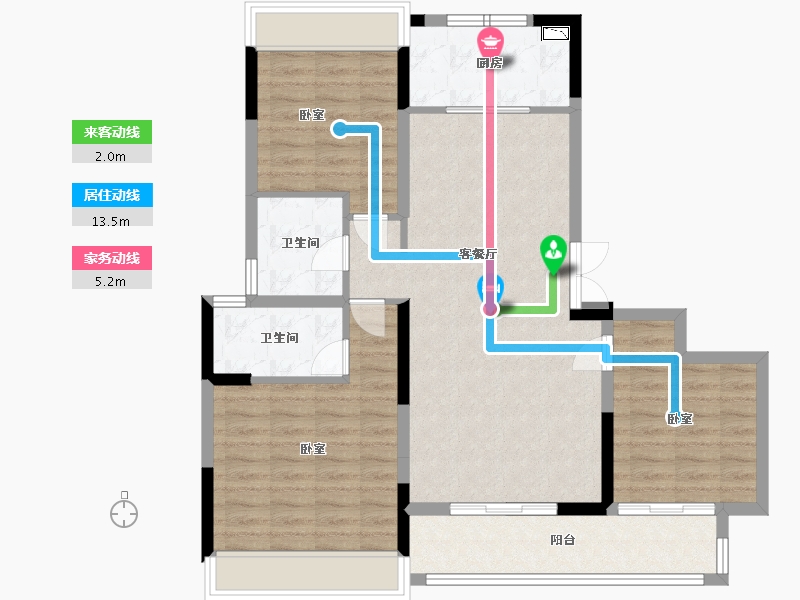 河南省-南阳市-常绿卧龙府-96.00-户型库-动静线