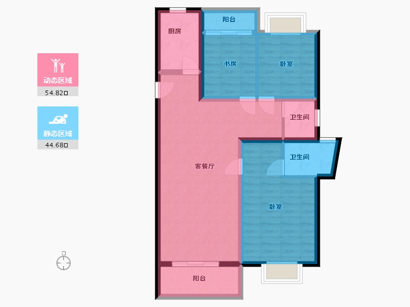 湖北省-武汉市-中冶39大街-88.94-户型库-动静分区