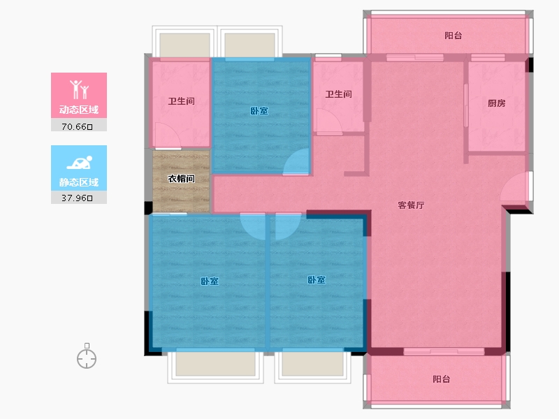 湖北省-咸宁市-通城壹號公馆-101.37-户型库-动静分区