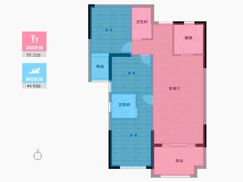 湖北省-黄冈市-誉天下·尚都·名城·首府-90.40-户型库-动静分区