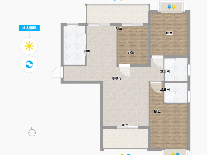 湖北省-黄石市-美京·美和花苑-110.01-户型库-采光通风