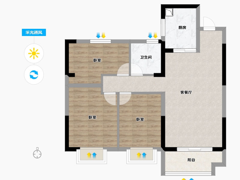 湖北省-黄冈市-麻城新长江智汇城-76.07-户型库-采光通风