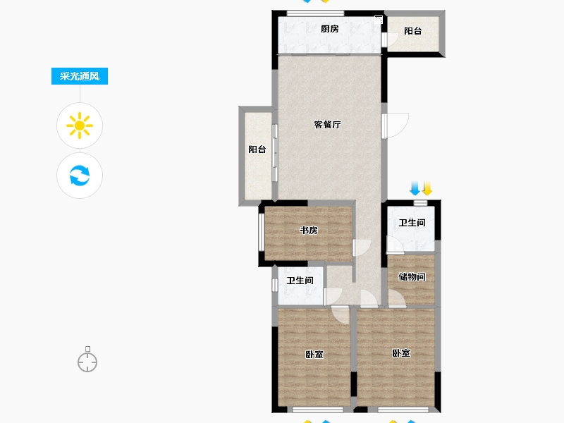 湖北省-武汉市-华发中城中央公园-102.00-户型库-采光通风