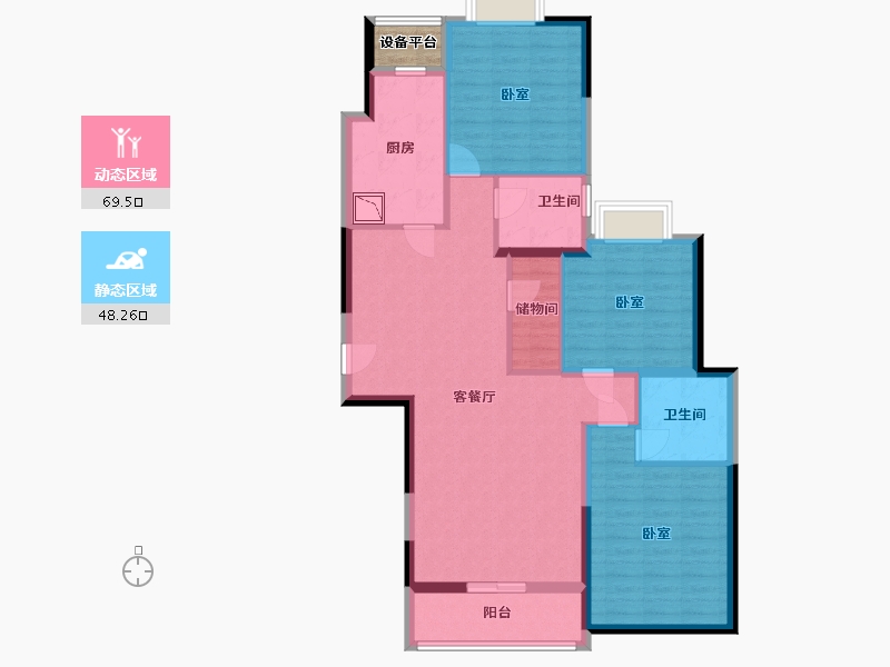 河南省-信阳市-和谐广场-107.33-户型库-动静分区