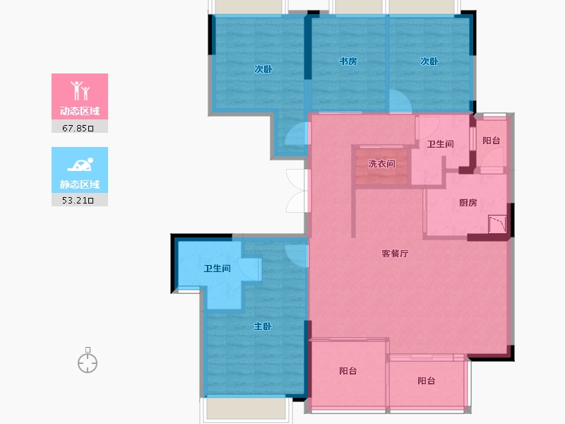 四川省-成都市-翡翠滨江-108.79-户型库-动静分区