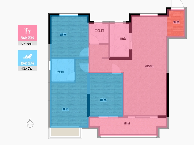 湖北省-武汉市-孔雀城航天府-90.00-户型库-动静分区