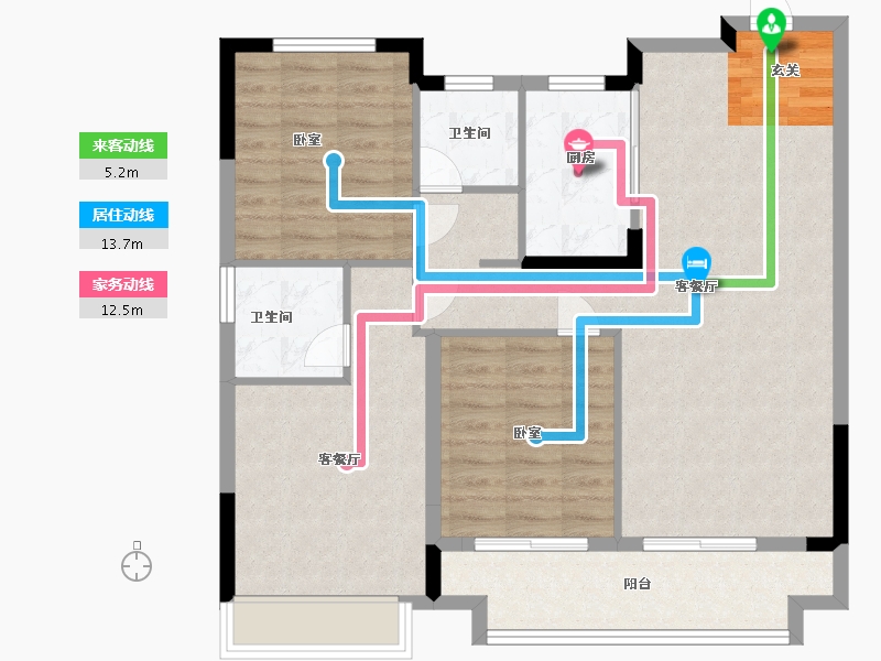 湖北省-武汉市-孔雀城航天府-94.00-户型库-动静线