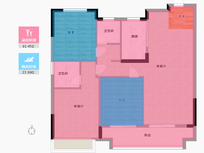 湖北省-武汉市-孔雀城航天府-94.00-户型库-动静分区