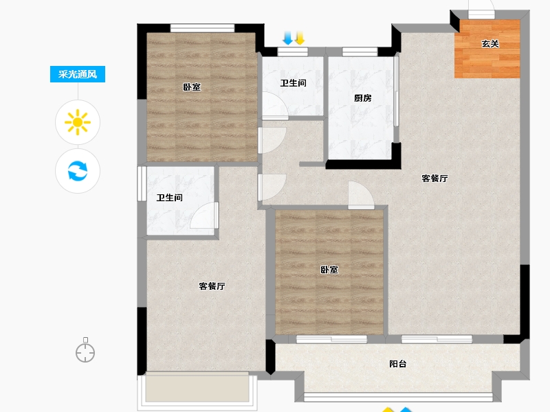 湖北省-武汉市-孔雀城航天府-94.00-户型库-采光通风