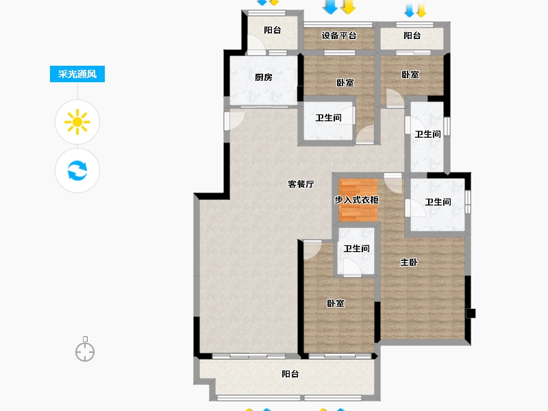 河南省-南阳市-东正·颐和府-144.22-户型库-采光通风