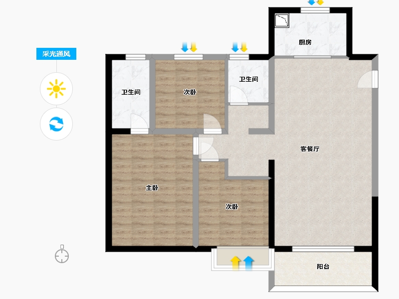 山东省-济南市-保利熙悦-100.54-户型库-采光通风