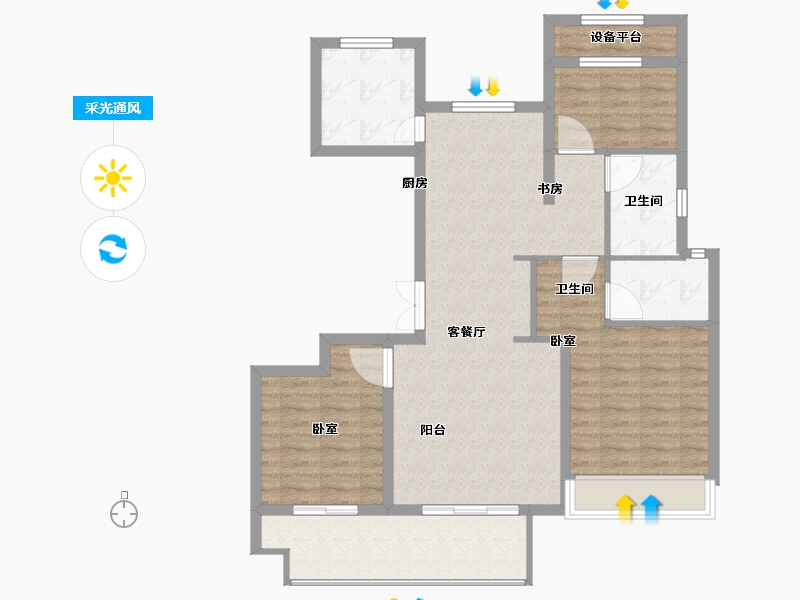 安徽省-宣城市-中梁江山御景-93.00-户型库-采光通风